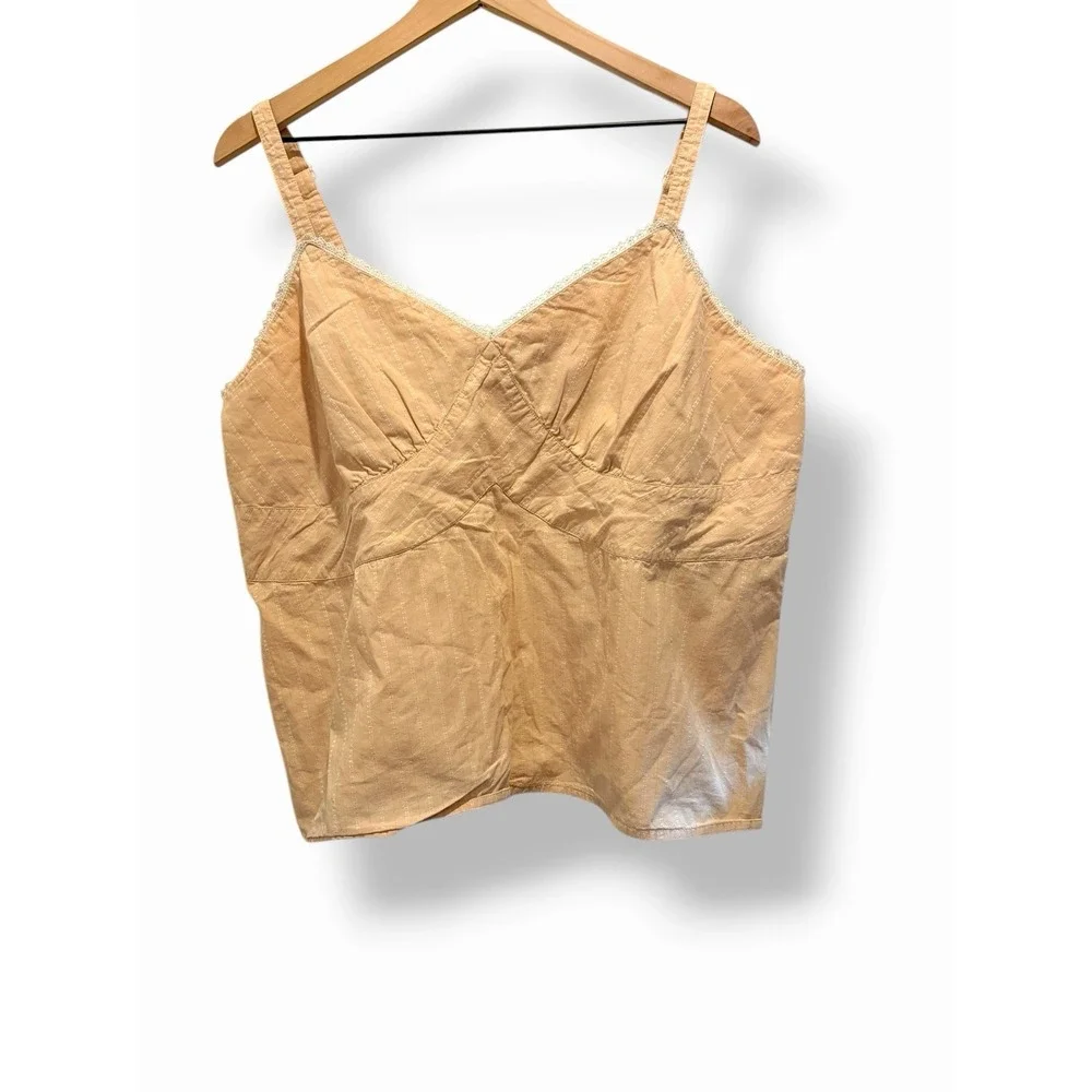 Venezia Cottagecore Tank Top Size 20 Peach Lace Trim Cotton Fairycore Boho Cami - Picture 15 of 15